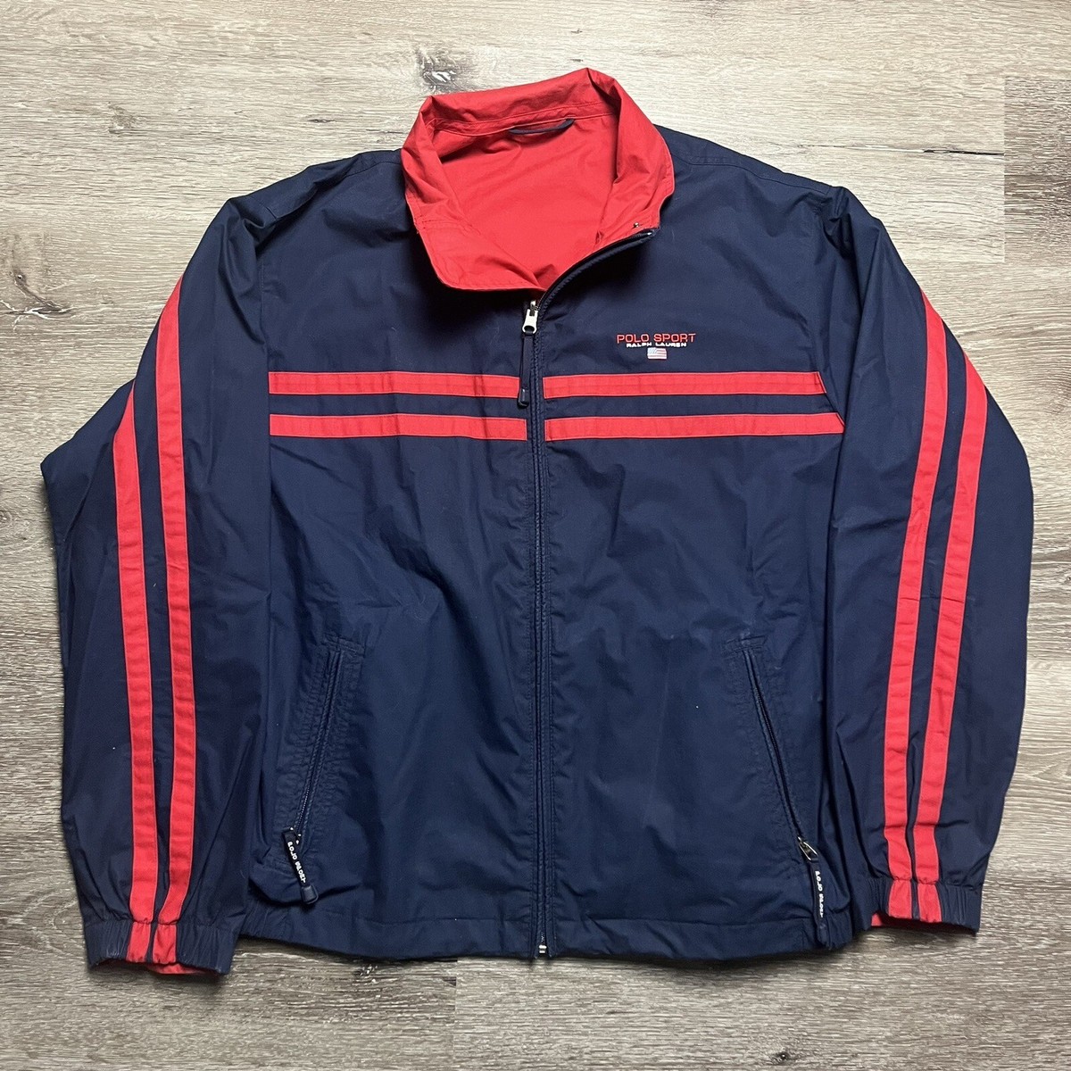 Vintage Polo Sport Ralph Lauren Reversible Cotton Jacket XL Navy
