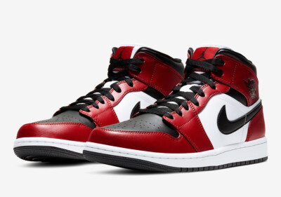 Brand New Air Jordan 1 Mid Chicago Toe Gym Red White Black 554724