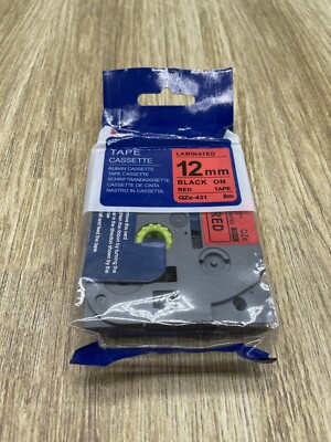 Tape Cassette Laminated 12mm Black On Red Tape QZE-431 12M New | eBay