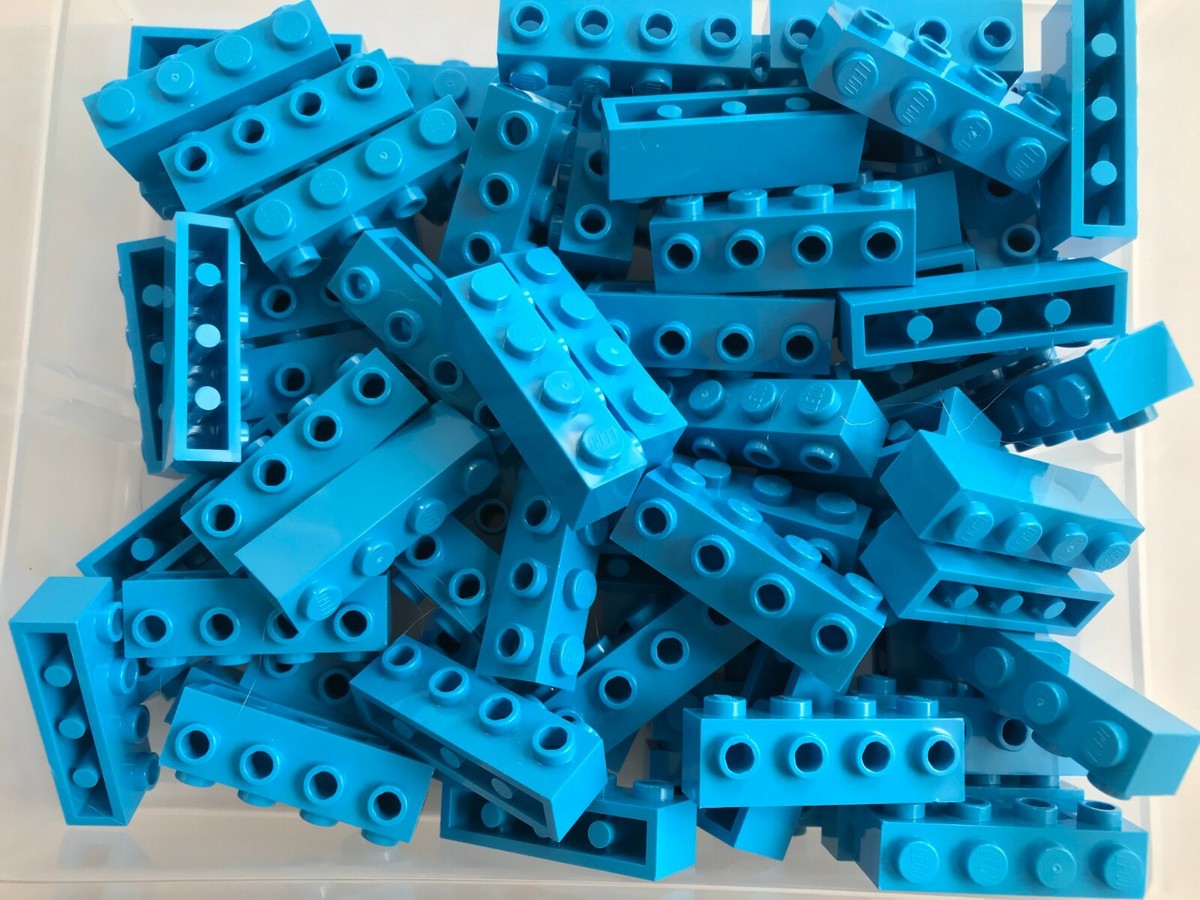 LEGO- NEW #30414-DARK AZURE-1 X 4 BRICK MODIFIED 4 STUDS- 20