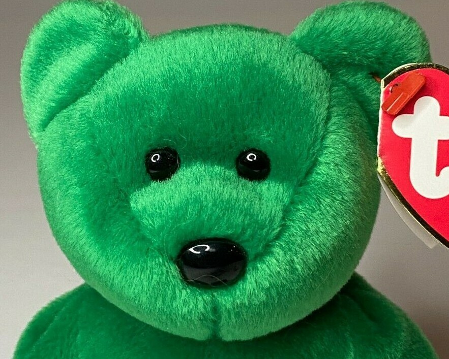 1997 TY Beanie Baby Erin Lucky Shamrock Green Bear, RARE w/ERRORS