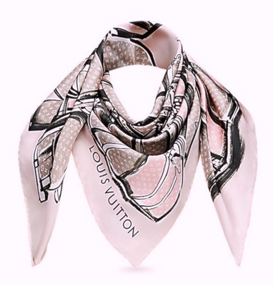 New Unisex Louis Vuitton Scarf Monogram Classic Trunks Pink Beige