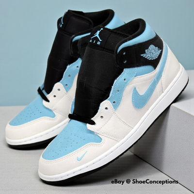 Nike Air Jordan 1 Mid SE Shoes Summit White Blue Chill Black