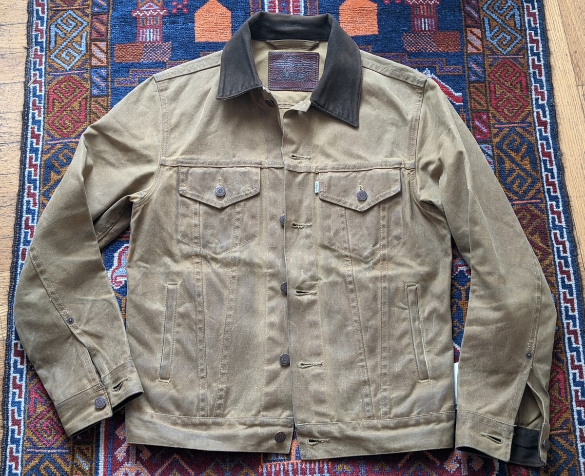 LEVI STRAUSS x FILSON TRUCKER JACKET M WAXED COTTON OIL TIN CLOTH