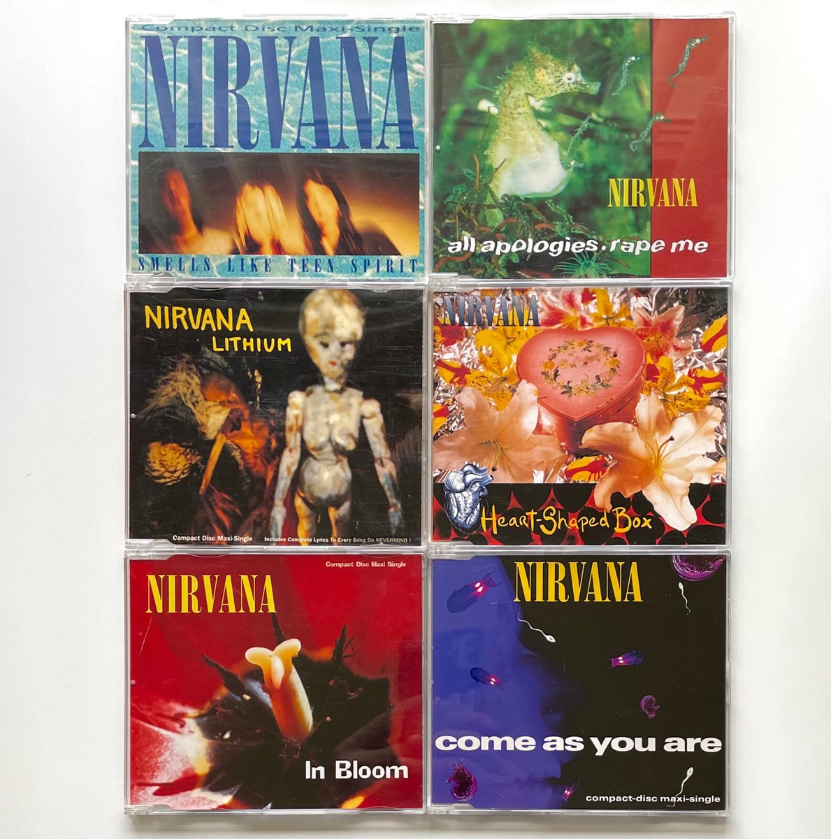 ORIGINAL Vtg 1995 NIRVANA 6-CD Singles NEVERMIND & IN UTERO Box