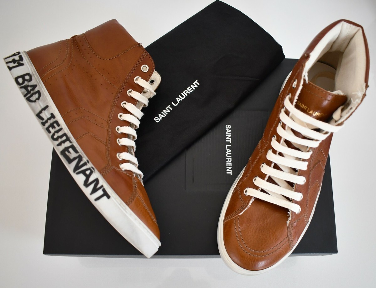 New SAINT LAURENT Paris Brown 1971 BAD LIEUTENANT MID-Top Sneaker