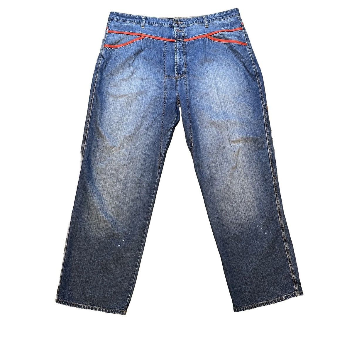 Vintage Marithe Francois Girbaud Baggy Wide Jeans 44M Red Trim 90s