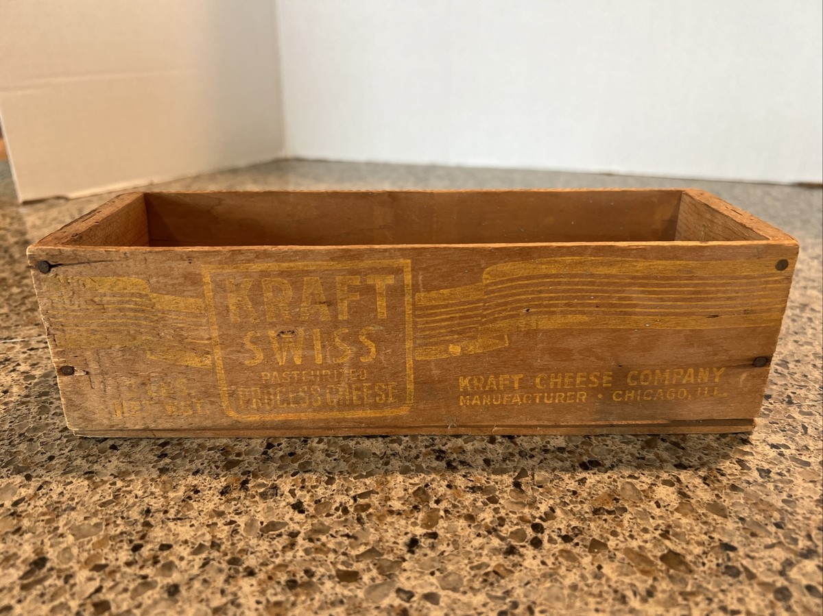 Antique Vintage Kraft American Cheese Wooden 2 Lbs Box Wood