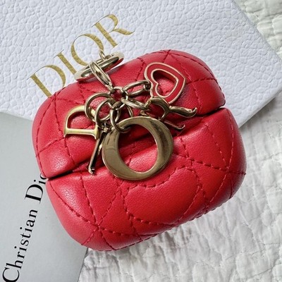 Rare Christian Dior Lady Dior AirPods Pro Case Red Heart Gold