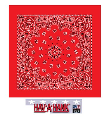 USA MADE Hav-A-Hank RED Bandana PAISLEY BANDANNA SCARF Scarve Head