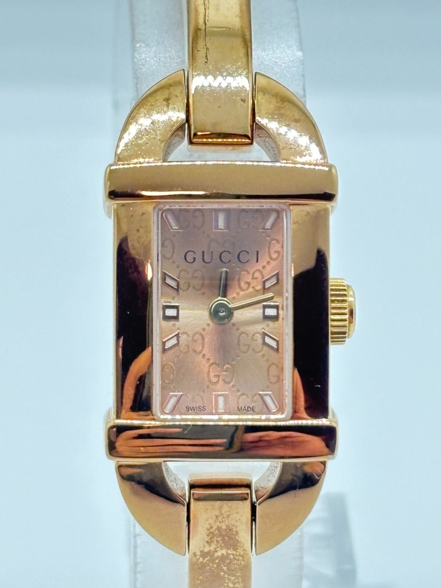 Exc+5] GUCCI 6800L PINK GOLD GG GOLD Dial Watch Women's Watch Used