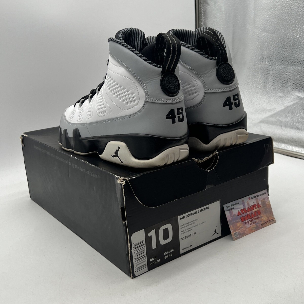 Size 10 - Air Jordan 9 Retro Barons Black White Grey Leather Suede