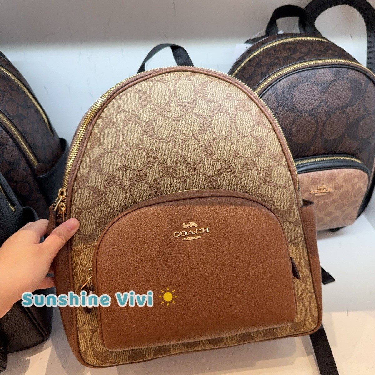 NWT Coach Court 5671 IM/Khaki Saddle / Leather Canvas Signature