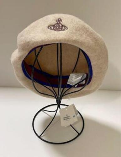 Vivienne Westwood Beret hat Beige wool S-M size Orb embroidery For