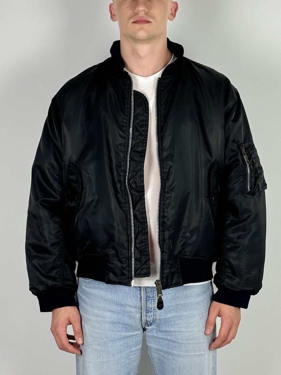 Vintage Reversible Distressed MA-1 Black Bomber Jacket | eBay