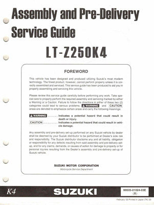 OEM Genuine Suzuki New ATV Service/Assembly Manual 2004 LTZ250/LT