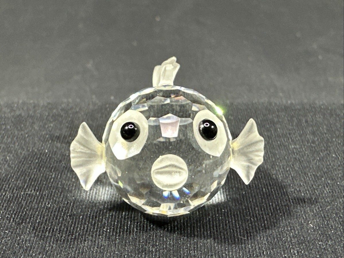 Vintage Swarovski Crystal Puffer Fish Blowfish Retired Frosted