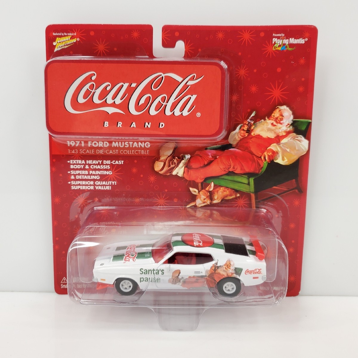 Rare Johnny Lightning Coca-Cola 1971 Ford Mustang White Lightning