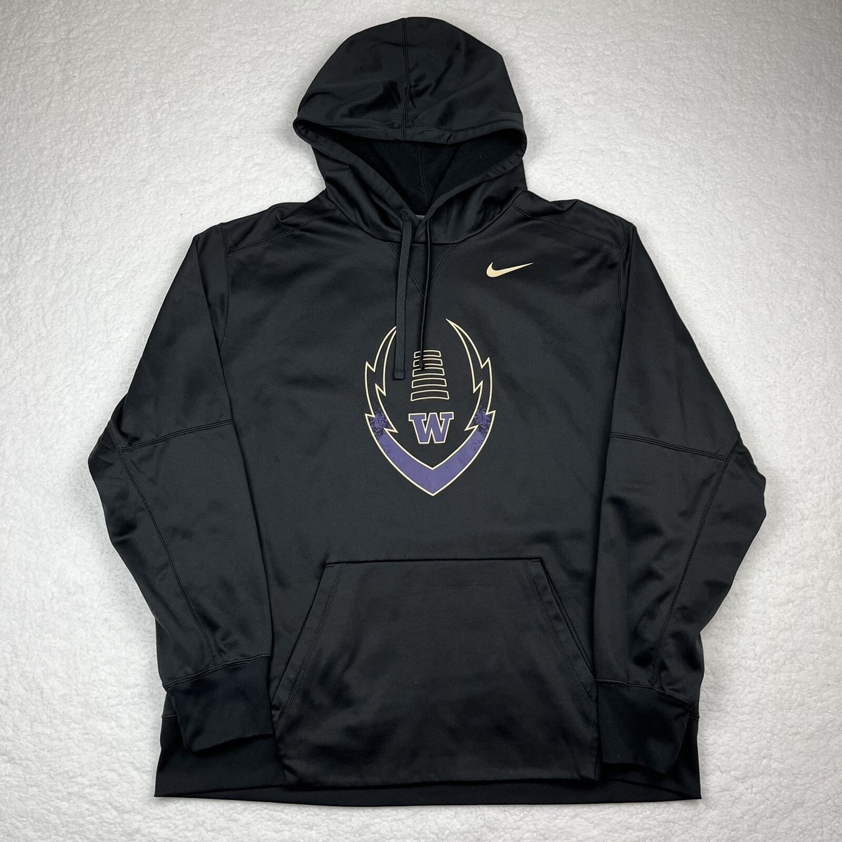 Nike University Washington Huskies Hoodie Black Men 2XL Therma-Fit