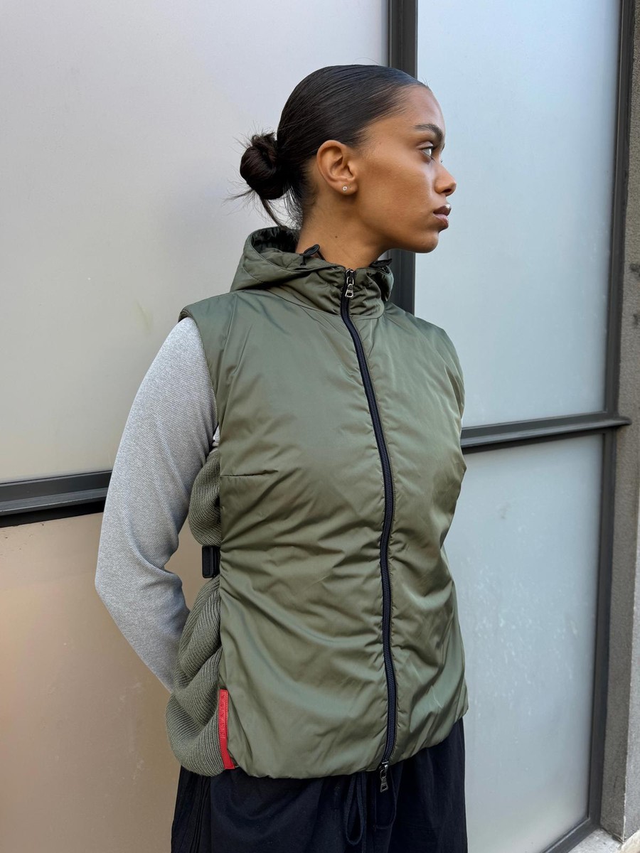 AW99' Prada Sport Khaki Nylon/Knit Hooded Vest | eBay