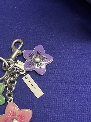 Coach Bag Charm Key chain SILVER MULTI CR924 NWT Wildflower