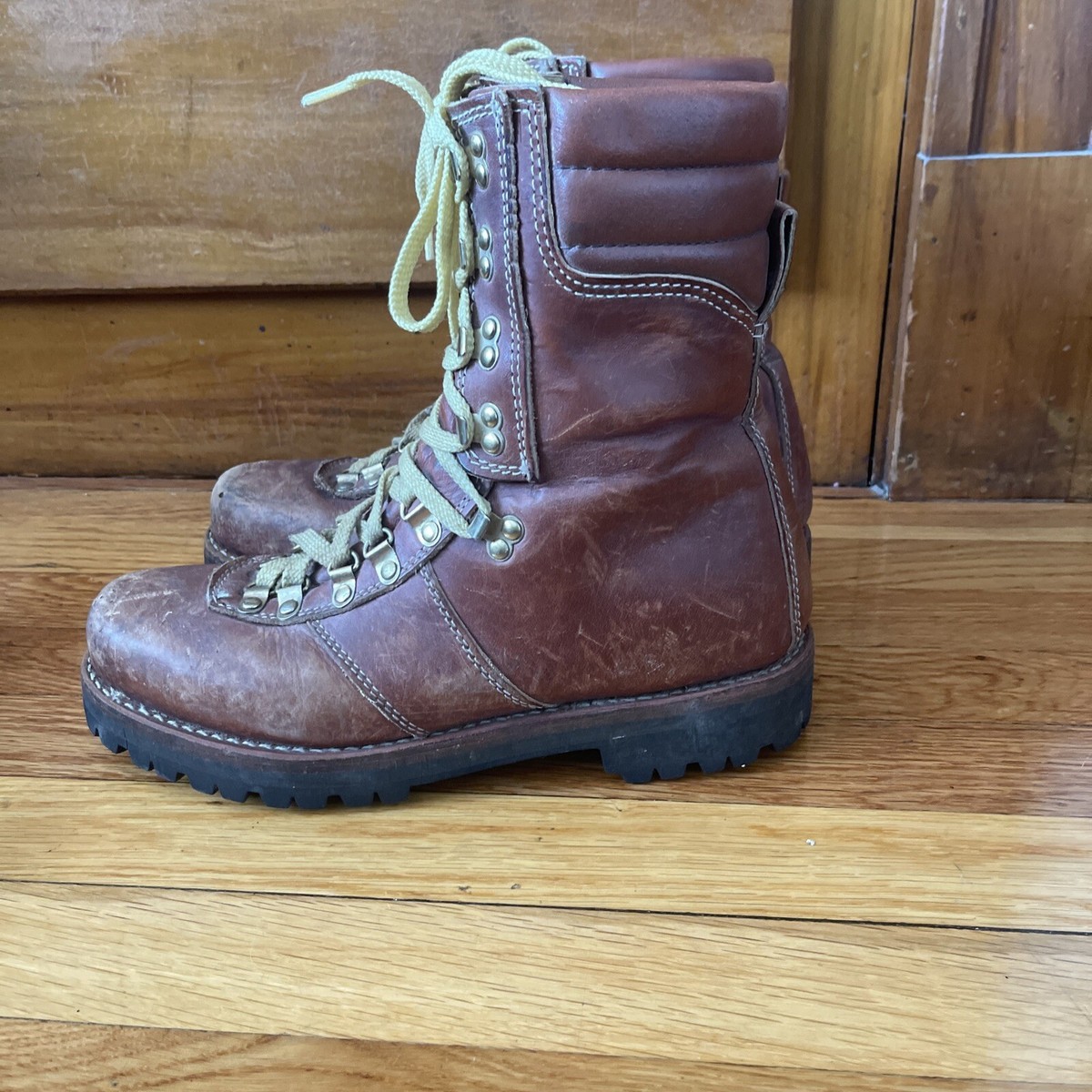 Mont Blanc Mens 9 D Brown Leather Vintage Mountaineer Hiking Work