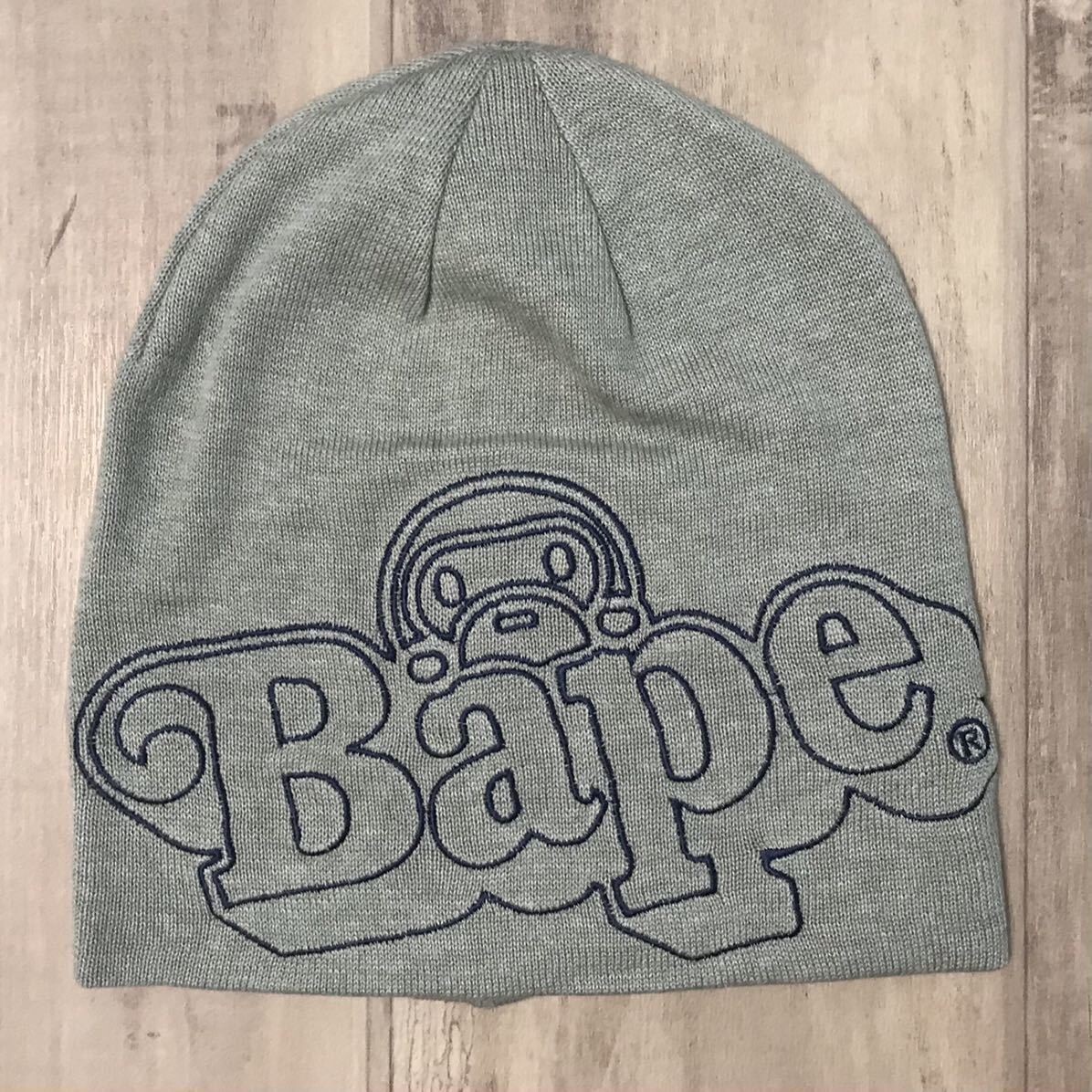 BAPE Baby Milo beanie knit cap Gray A Bathing Ape | eBay