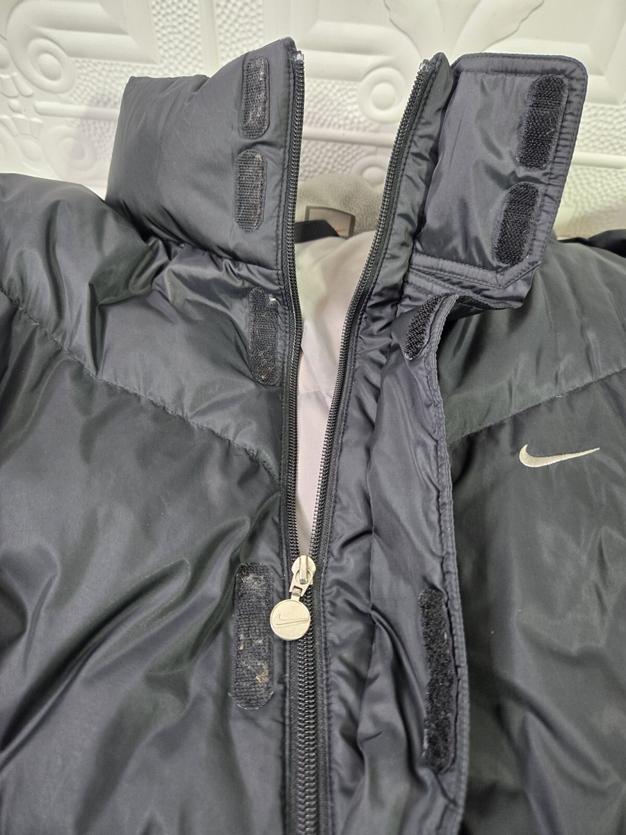 Vintage Nike Down Puffer Jacket, Y2K, Early 00s Grey Tag, Black