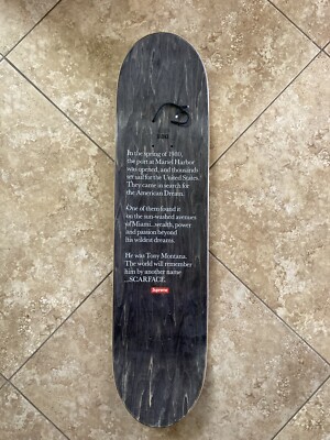 Supreme Scarface Skateboard Art Deck by Supreme Black White 8.3