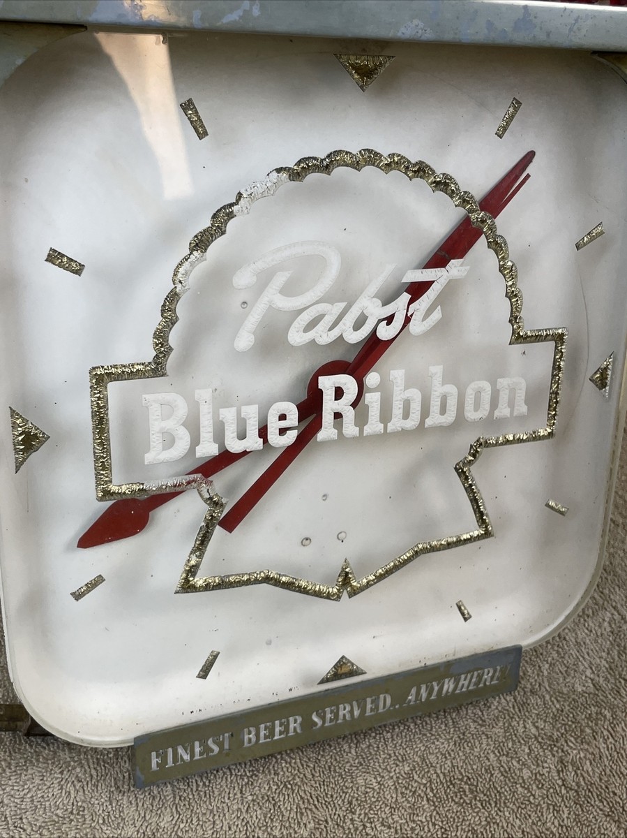 Vintage Pabst Blue Ribbon Electric Advertising Clock PBR Beer Bar