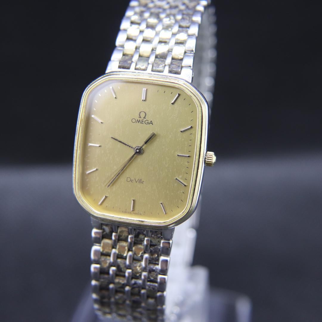 Omega Deville Watch Men's Quartz 26mm Gold Square Vintage Swiss