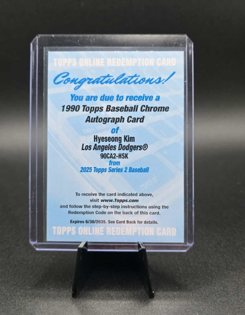 2025 Topps Series 2 Hyeseong Kim Rookie Auto Redemption 1990