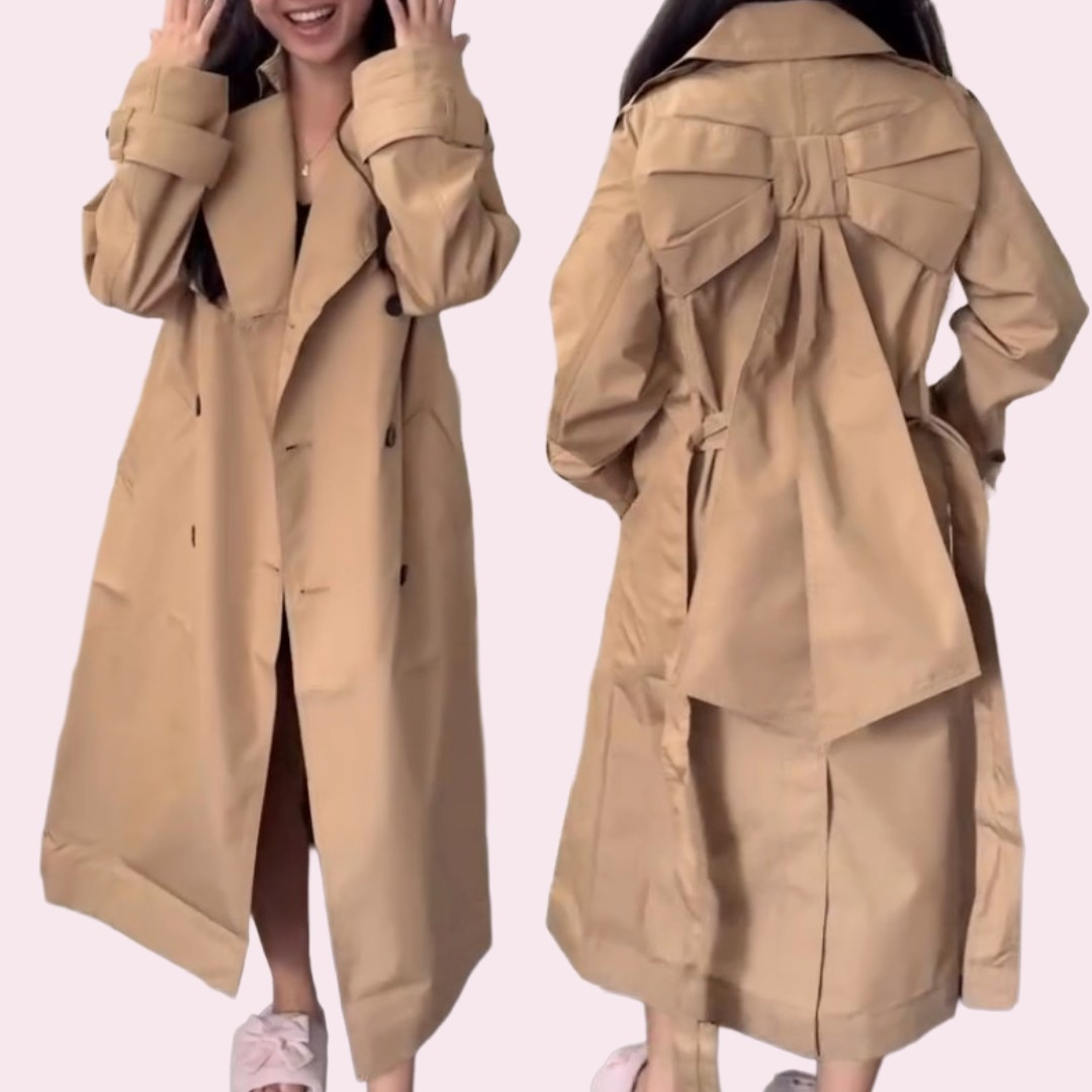 NWT Sandy Liang X Gap Bow-back Trench Coat w/ Belt Mojave Tan