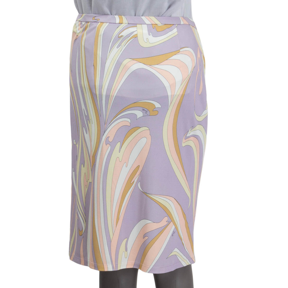 66263 auth EMILIO PUCCI lilac viscose & silk PRINTED KNEE LENGTH
