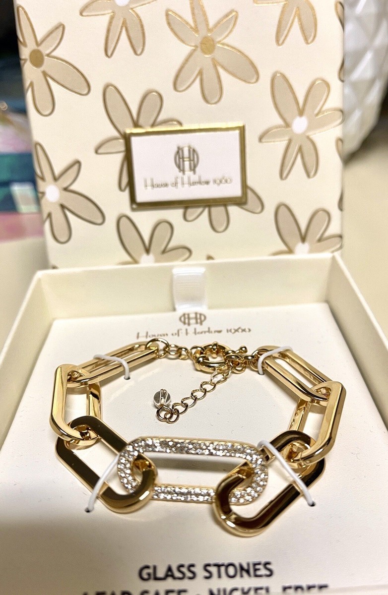 NIB House of Harlow 1960 Chunky Paperclip Bracelet Gold | eBay