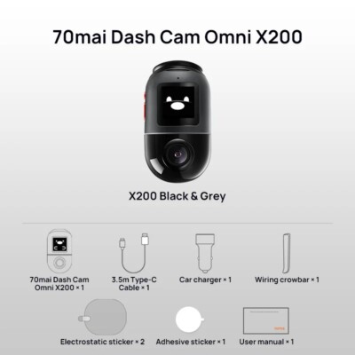 70mai Dash Cam X200 Omni 360° Full View Camera Car DVR Built-in