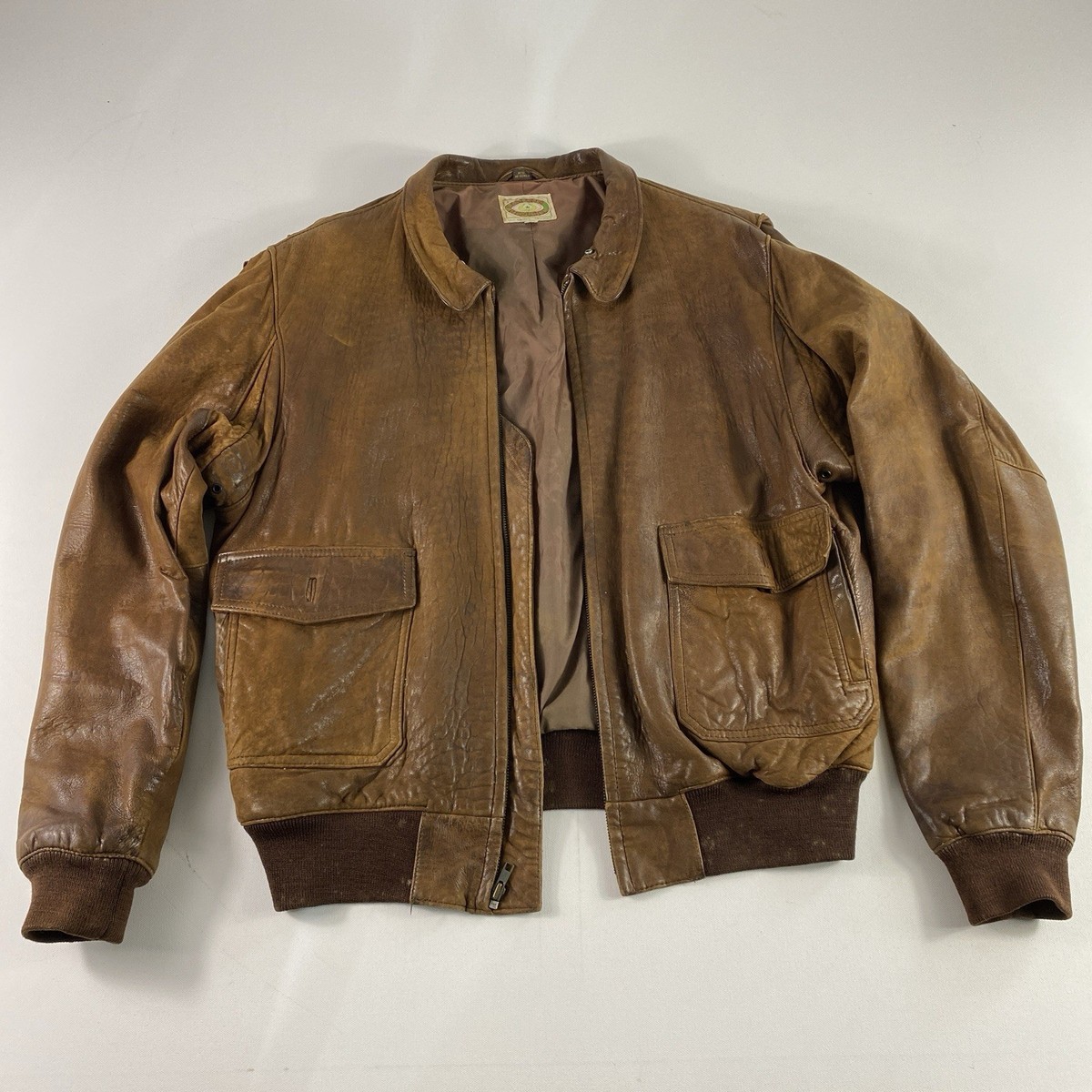 Vintage 80s Banana Republic Leather Bomber Jacket Mens 46 Mill