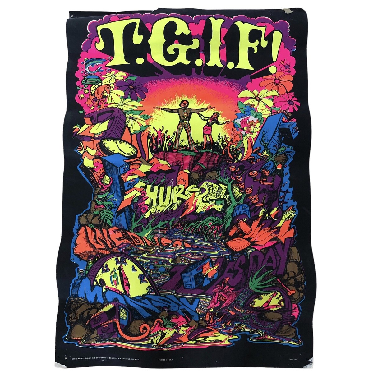 90s ヴィンテージ ブラックライトポスター スカル グロウ 90s