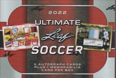 2022 Leaf Ultimate Soccer Factory 5 Auto 1 Memorabilia Per Hobby