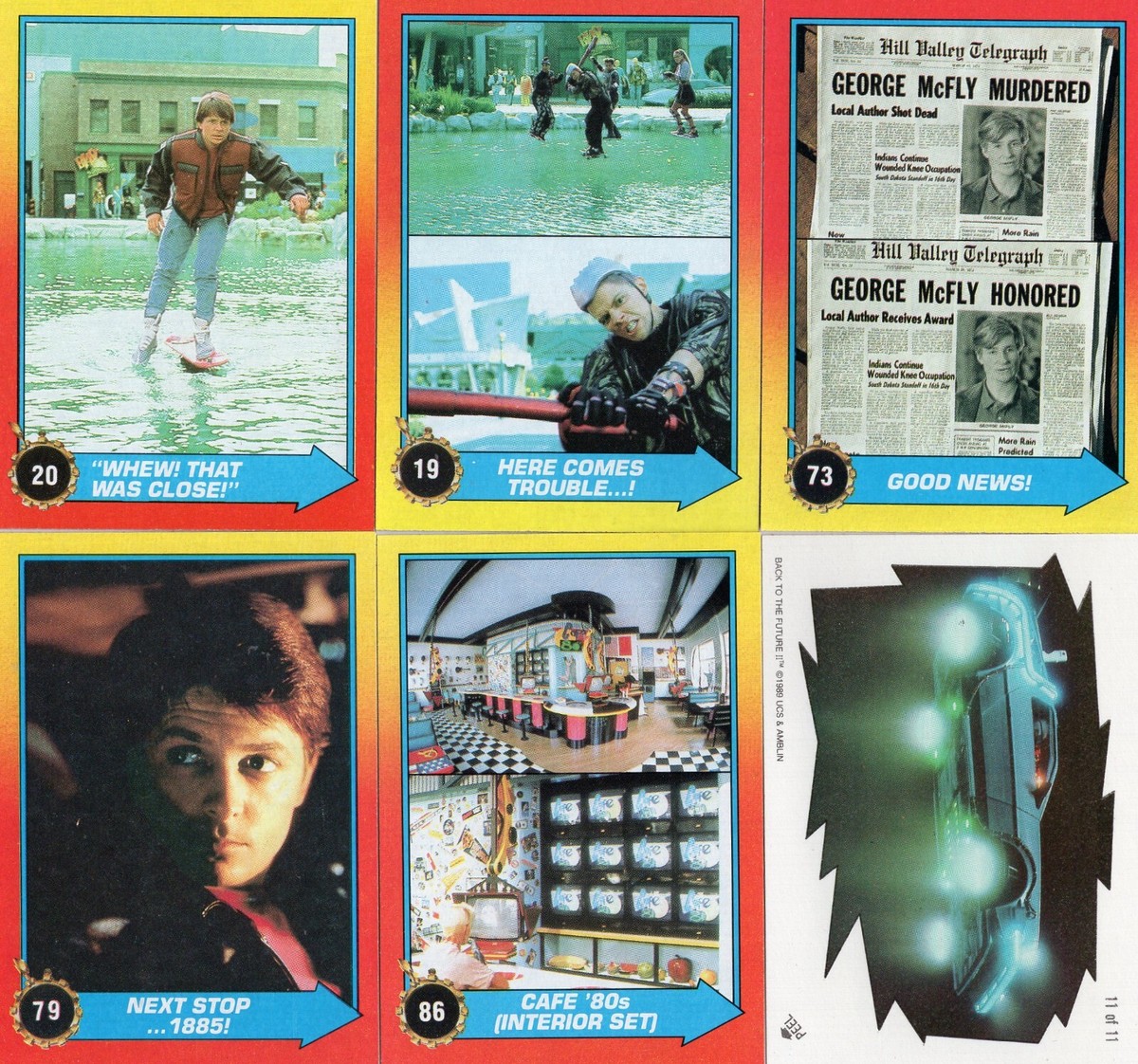 1989 Topps Back To The Future II Movie Trading Cards & Stickers