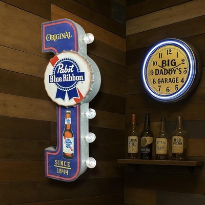 Pabst Blue Ribbon LED Sign – Vintage Double-Sided Marquee Wall