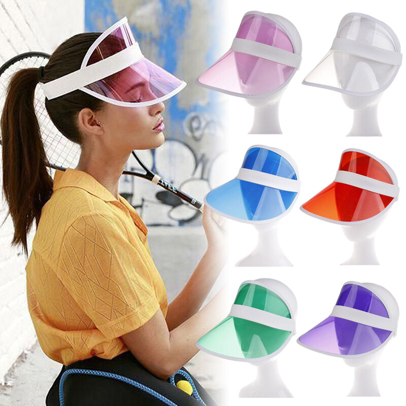 Unisex Retro Transparent Sun Visor Hat Sunshade Headband Cap For