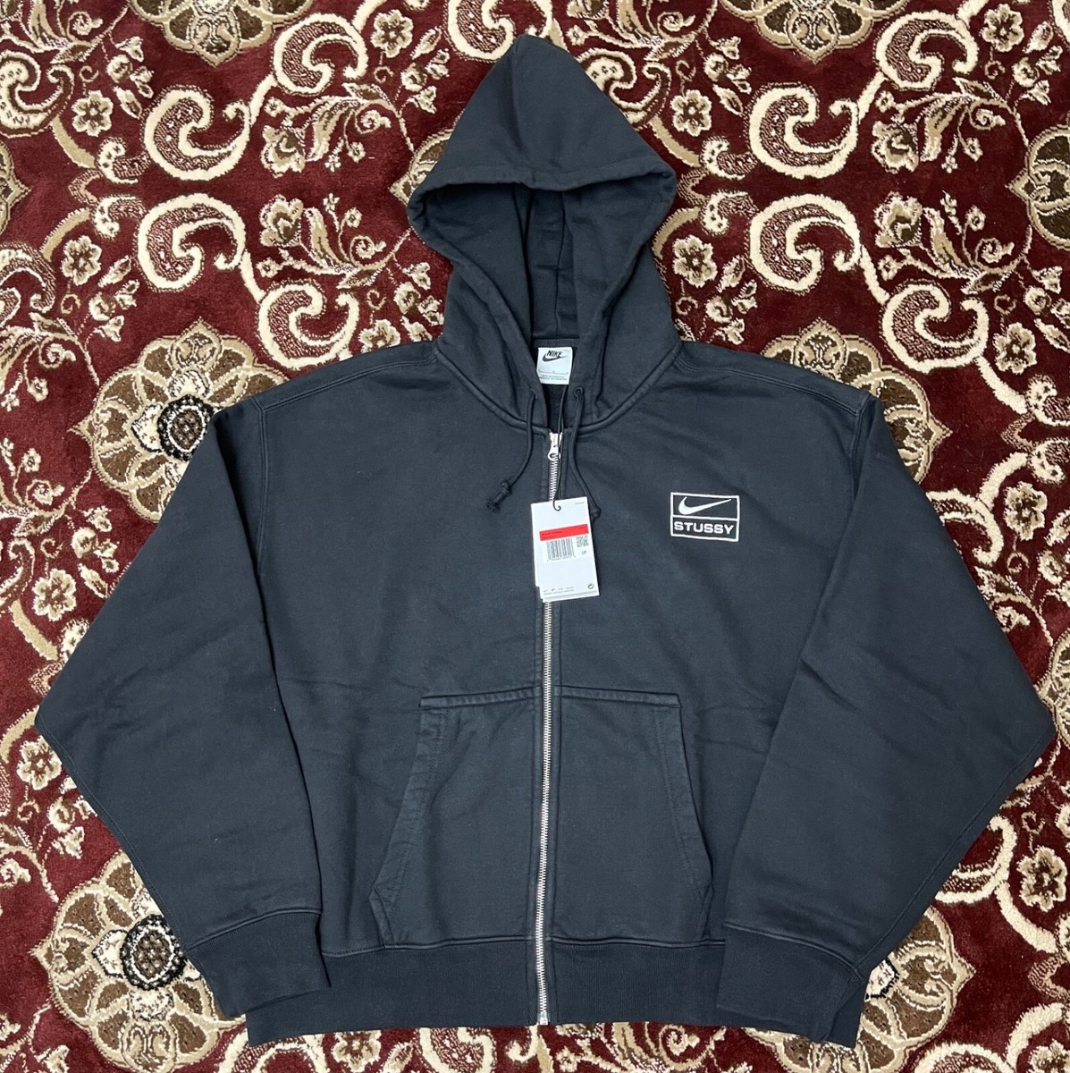 Men's Nike x Stussy Loose Fit Hoodie Pullover Fleece Zip Jacket