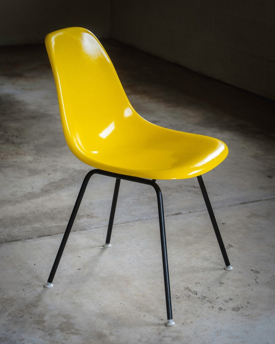 Vintage Herman Miller Eames Yellow Side Shell Chair | eBay