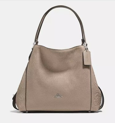 Coach Edie 31 Tea Rose Tooling Leather Shoulder Handbag Stone