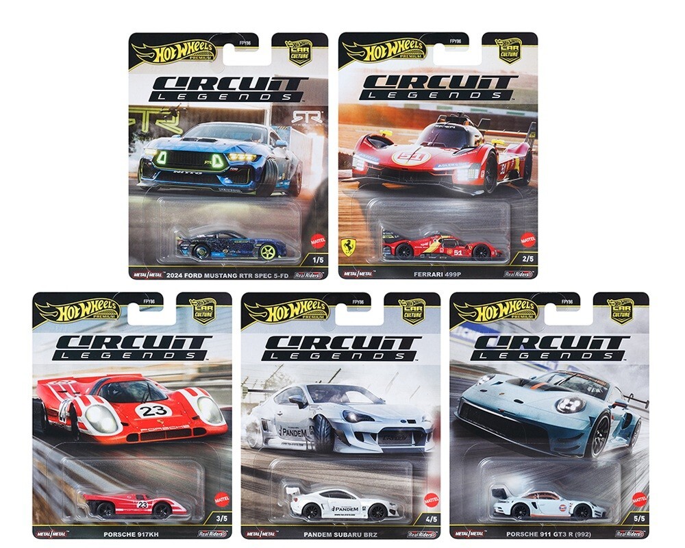 Hot Wheels Car Culture 2025 Circuit Legends K Case Set of 5, FPY86