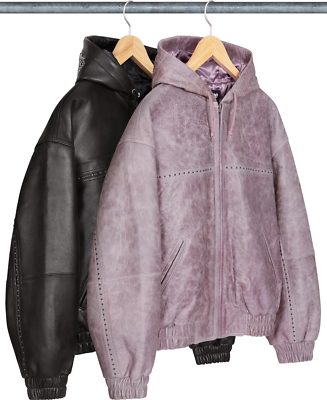 Supreme Studded Hooded Leather Jacket Black Lilac 2colors SS25 | eBay