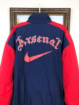 Vintage 90's Nike Arsenal Football Jacket Soccer Bomber Mens