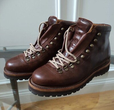 Brunello Cucinelli Leather Lace Ankle Combat Boots Brown Men 41/9