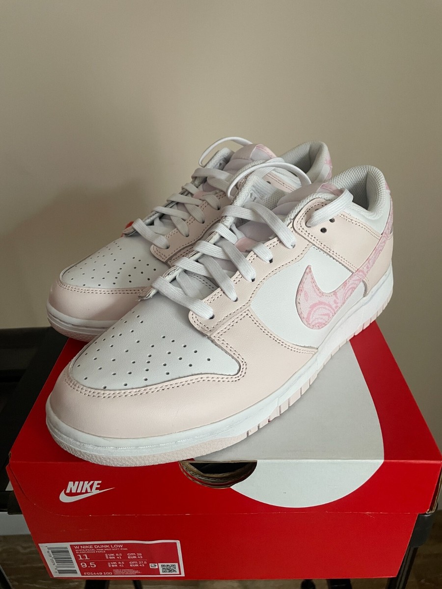 Nike Dunk Low Pink Paisley Men 9.5 / 11 Women FD1449-100 NEW White